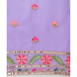 Babyhug Georgette Woven Three Fourth Sleeve Choli Lehenga & Dupatta Set with Floral Embroidery - Lavender