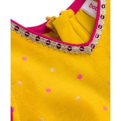 Babyhug Chanderi Woven Sleeveless Ethnic Dress with Polka Dots & Lace Detailing - Yellow