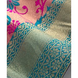 Babyhug Brocade Woven Half Sleeves Ethnic Dress With Floral Embroidery & Print - Fuschia