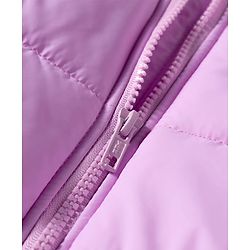 Babyhug Disney Woven Full Sleeves Hooded Padded Winter Jacket With Marie Badge - Lavender