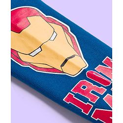 Babyhug Marvel Single Jersey Knit Full Sleeves Cut & Sew Sweatshirt & Trackpant Set with Avengers Graphics - Blue & White