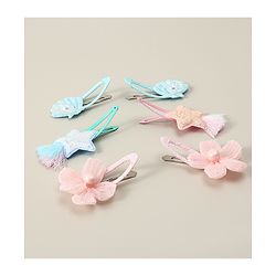 Babyhug Snap Clips with Floral Applique Pack of 6 - Pink & Blue