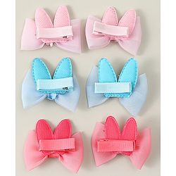 Babyhug Snap Clips with Bow Applique - Pink Blue & Light Orange