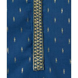 Babyhug Lurex Dobby Woven Full Sleeves Kurta Dhoti Set with Foil Print - Navy Blue