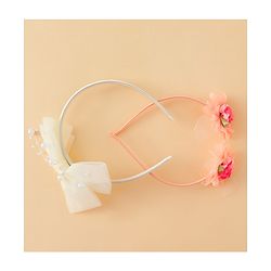 Babyhug Hair Bands with Bow & Floral Applique Pack of 2 - White & Orange