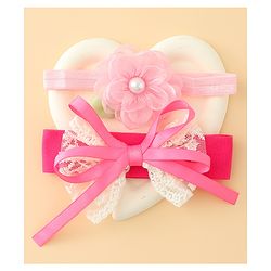 Babyhug Headbands With Floral & Bow Applique Pack of 2 - Purple & Peach