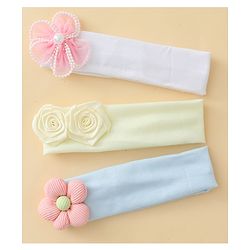 Babyhug Headbands With Floral Applique Pack of 3 - Multicolor