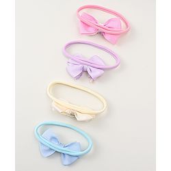 Babyhug Headbands with Bow Applique Pack of 4 - Purple Blue & Pink