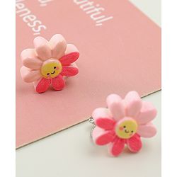 Babyhug Clip On Earrings With Floral Applique - Pink