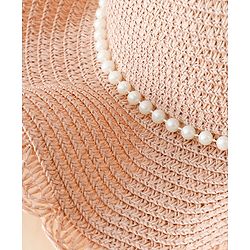 Babyhug Straw Hat With Floral Applique Pink - Diameter 16 cm