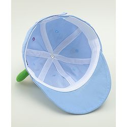 Babyhug Cotton Baseball Cap With Dino Applique Beige - Diameter 17 cm