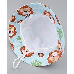 Babyhug Bucket Hat with Jungle Theme Print Light Blue - Diameter 16 cm