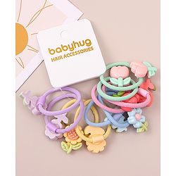 Babyhug Hair Rubber Bands with Floral Applique Free Size Pack of 5 - Multicolor