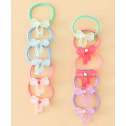 Babyhug Hair Rubber Bands With Bow Applique Pack of 12 - Multicolor