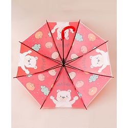 Babyhug Free Size Umbrella with Teddy Print - Red