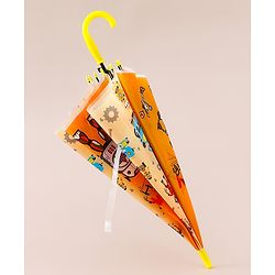 Babyhug Free Size Umbrella with Robot Print - Yellow
