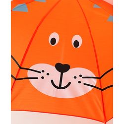 Babyhug Unisex Umbrella WIth Cat Print & Applique - Orange