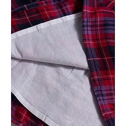 Babyhug Cotton Woven Full Sleeves Winter Frock With Checks & Belt - Purple