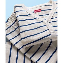 Babyhug Single Jersey Knit Full Sleeves Co-ords T-Shirt & Lounge Pant Set with Stripes - White