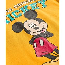 Babyhug Disney Interlock Knit Full Sleeves Front Open Rompers with Mickey Mouse Graphic Pack of 3 - Yellow Red & Blue