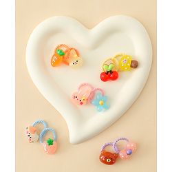Babyhug Hair Rubber Bands with Animal Applique Pack of 5 Free Size - Multicolor