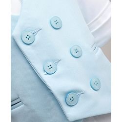 Babyhug Woven Full Sleeves Solid Color 3 Piece Party Suits with Bow - Aqua Blue