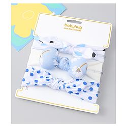 Babyhug Headbands with Bow & Floral Applique Pack of 3 - White & Blue