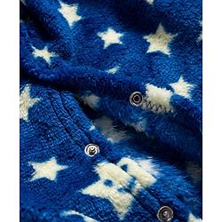 Babyhug Knit Full Sleeves Footed Sleepsuit With Star Print - Navy Blue