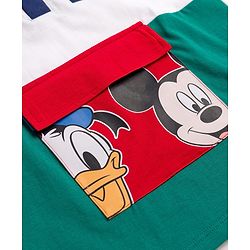 Babyhug Disney Single Jersey Knit Full Sleeves Cut & Sew Polo T-Shirt & Lounge Pant Set with Mickey & Friends Graphic - Blue