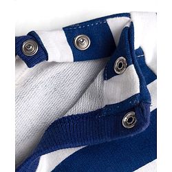 Babyhug Single Jersey Knit Full Sleeves Striped T-Shirt & Lounge Pant Set With Tiger Applique - Navy Blue & Yellow