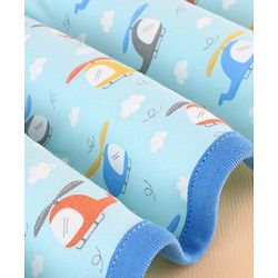 Babyhug 100 % Interlock Cotton Single Ply Double Layer Hooded Wrapper Helicopter Print| Adjustable Design| Soft Breathable| All Season| Machine washable| New Born Gifting for Boys & Girls Blue
