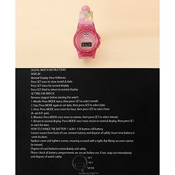Babyhug Free Size Digital Watch with Princess Print - Light Pink