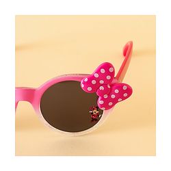 Babyhug Free Size Round Sunglasses With Bow Applique - Pink