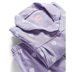 Babyhug Cotton Knit Full Sleeves Co-ords Night Suit With Heart Print - Purple