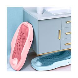 Babyhug Baby Bather with Soft Mesh Seat - Blue| Ergonomic Bath Support for Infants| Non-Slip Stable Design for Safe & Comfortable Bathing| Lightweight & Easy to Clean| New Born Gifting Option