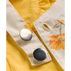 Babyhug Twill Woven Floral Printed Frock with Full Sleeves Inner Tee - White & Yellow