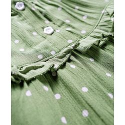 Babyhug Woven Sleeveless Tiered Frock with Polka Dot Print - Olive Green