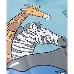 Babyhug 100% Cotton Knit Full Sleeves T-Shirt with Safari Theme Print - Light Blue