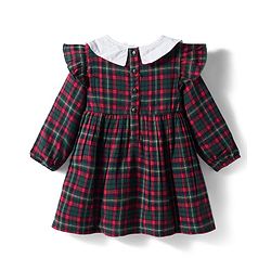 Babyhug Cotton Woven Full Sleeves Checks Frock With Bow Applique - Multicolor