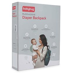Babyhug Premium Multipurpose Diaper Backpack - Black Grey| USB Charging Port| Insulated Bottle Pockets| Diaper Changing Mat| Padded Shoulder Strap|Side Bottle Pocket|Wipes Dispenser| Water Resistant