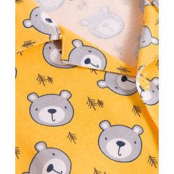 Babyhug Cotton Knit Full Sleeves Co-ords Night Suit With Animal Print - Yellow