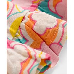 Babyhug Cotton Knit Full Sleeves Nighty With Cloud Print - Pink