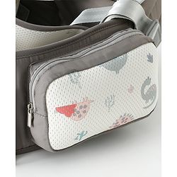 Babyhug AirEase 5-in-1 Hip Seat Baby Carrier - Grey| Lightweight & Breathable| Ergonomic Support| Foldable Head Support| Multiple Carry Positions| Carrying Capacity 15 kg| Optimum Weight Distribution