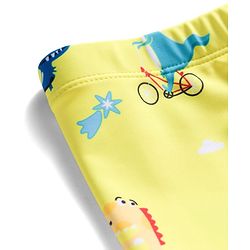 Babyhug Dino Printed Swimming Trunk With Cap - Yellow