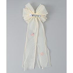 Babyhug Bow & Butterfly Clip with Floral Embroidery Free Size - Pink