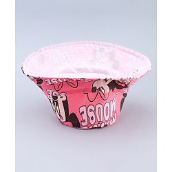 Babyhug Disney Cotton Woven Summer Cap with Minnie Mouse Print Pink - Diameter 23 cm
