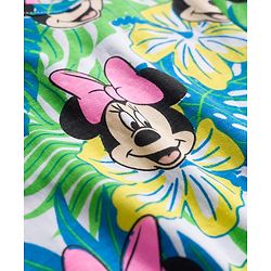 Babyhug Disney Single Jersey Knit Half Sleeves Top & Denim Skirt Set with Minnie Mouse Graphic & Badge Detailing - Multicolor