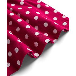 Babyhug Cotton Knit Full Sleeves Co-ords Night Suit with Polka Dot Print - Maroon