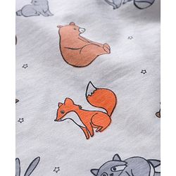 Babyhug Cotton Knit Full Sleeves Co-ord Night Suit With Animal Print - White