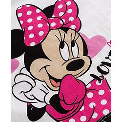 Babyhug Disney Single Jersey Knit Full Sleeves Night Suit With Minnie Mouse Graphics - White & Pink